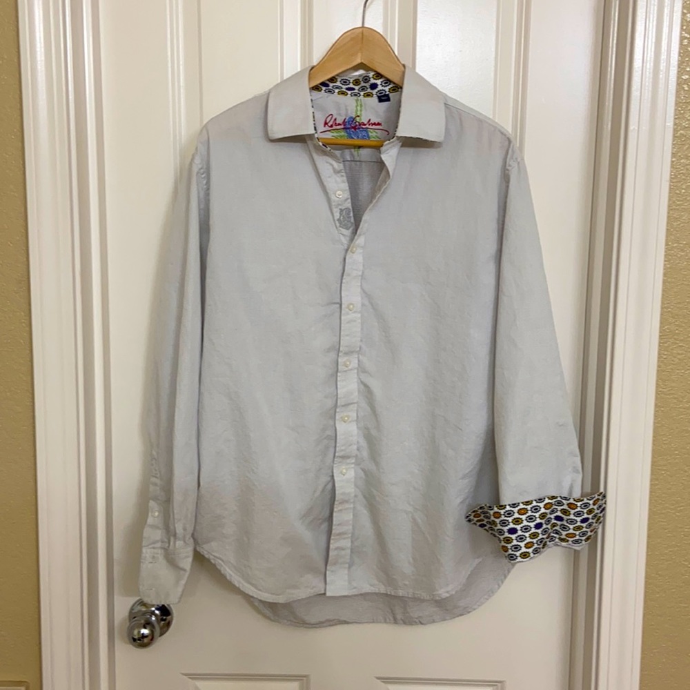 Robert Graham long sleeve shirt white gray large